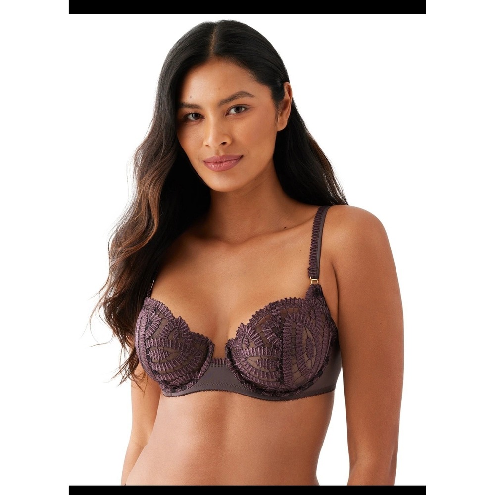 Wacoal After Dark Underwire Balconette Bra 36DD Embroidered Unlined Underwire